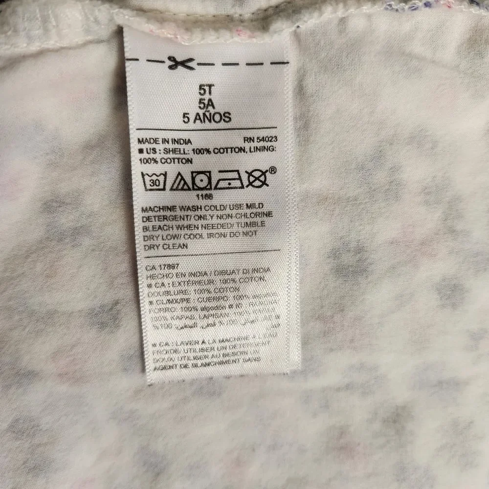 Old Navy Girls' Kids Floral White Sleeveless Lining Romper 100% Cotton Size 5T